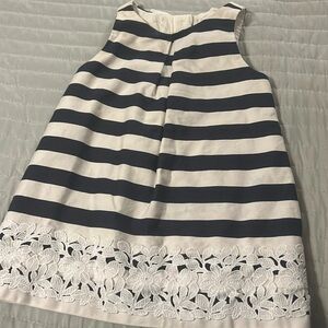 Janie and Jack Navy White Striped Dress.  Size 12-18 months.